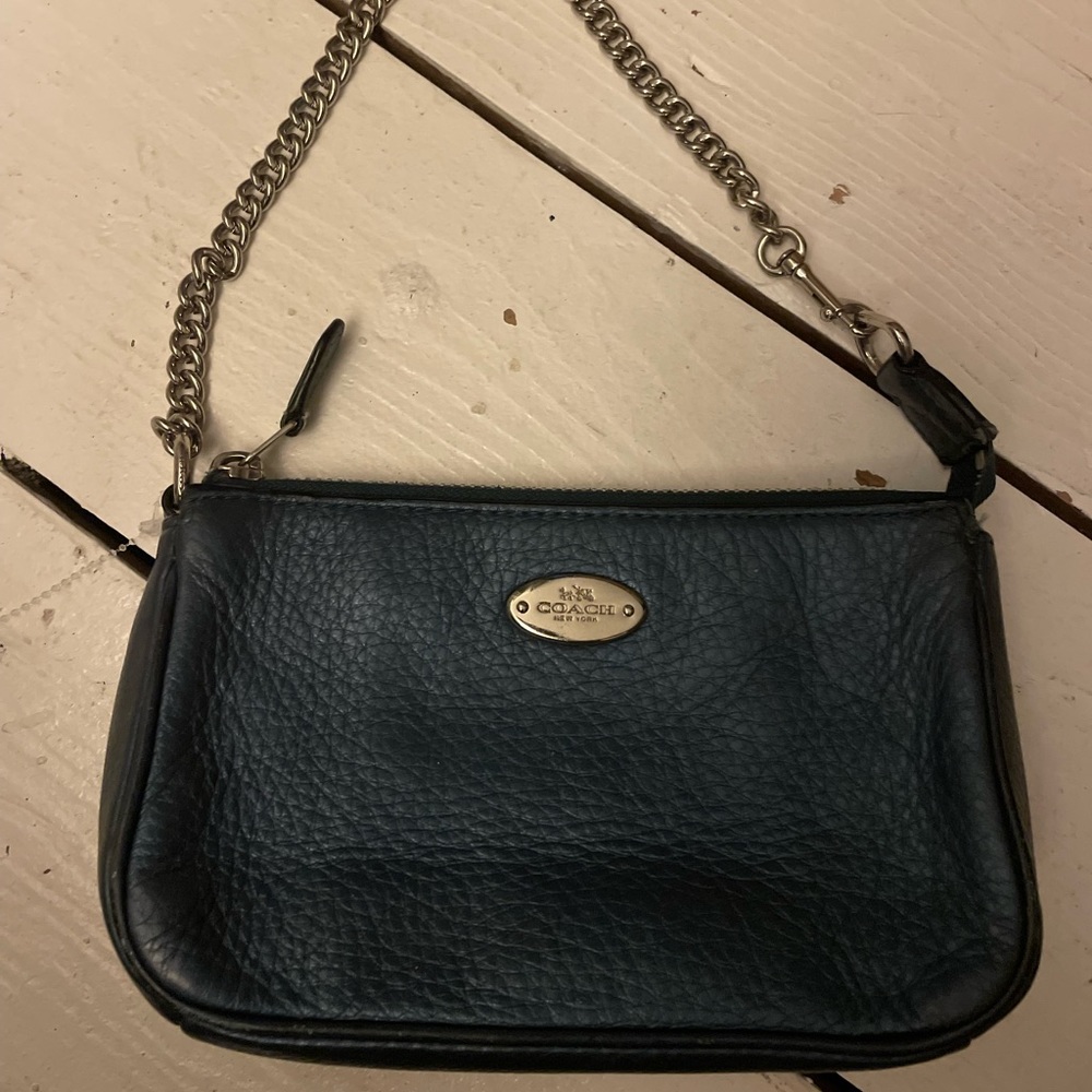 Coach Black Mini Bag with Silver Chain